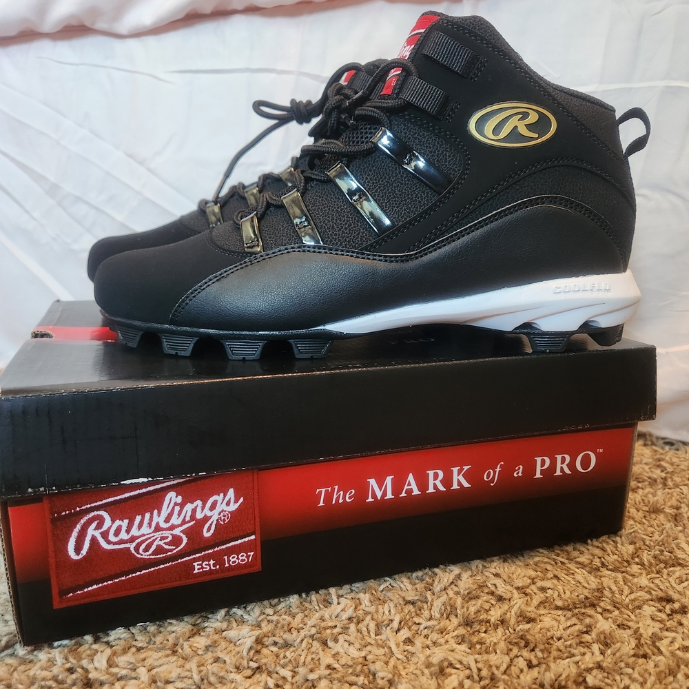 Rawlings Full Press Black and Gold Cleats